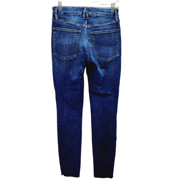Good American Womens Distressed Skinny Jeans 4/27 Blue Denim - Picture 2 of 12